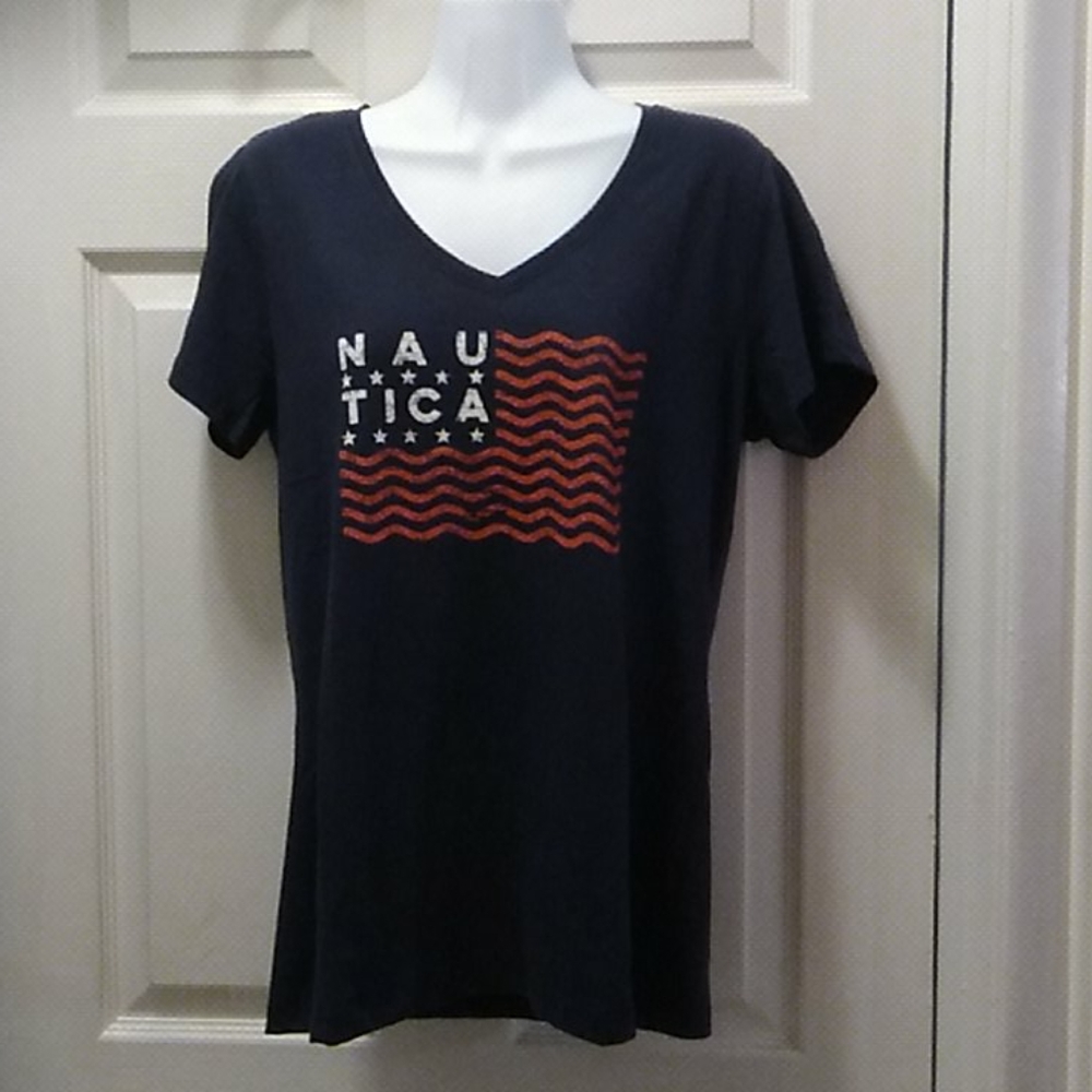 Nwt Nautica Navy Vneck T'shirt - Picture 2 of 7